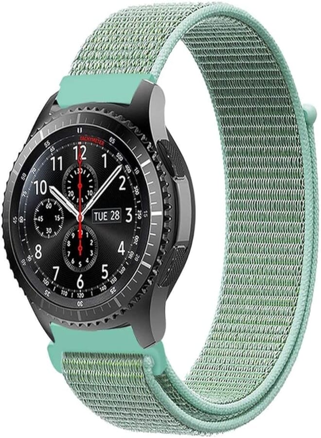 Bikson Comfort Canvas Woven Nylon Sport Watchwrist Band and for Samsung Galaxy Watch 46mm / Gear S3 Frontier/Huawei Watch GT2 / Magic Honor 2 / Fossil / 22mm Watches - Marine Light Green