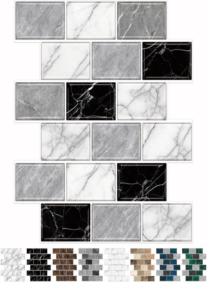 URCOLOR 10-Sheet Back Splashes for Kitchens Peel and Stick,12"x12" Self Adhesive Stick on Backsplash for Bathroom Black White Grey Marble Look - Image 1