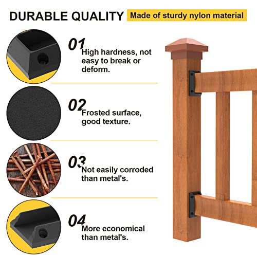 Goovilla Deck Railing Bracket Connectors, 2x4 Wood Lumber Post Brackets, 40 PCS Sturdy Nylon With 240 PCS Coating Screws for Wooden Stair Fence Handrail, Black - Image 4