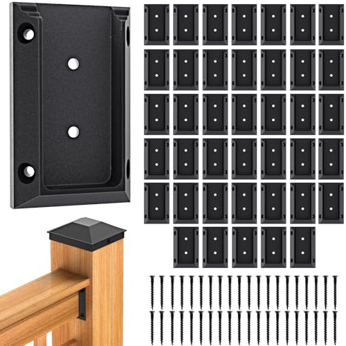 Goovilla Deck Railing Bracket Connectors, 2x4 Wood Lumber Post Brackets, 40 PCS Sturdy Nylon With 240 PCS Coating Screws for Wooden Stair Fence Handrail, Black - Image 1