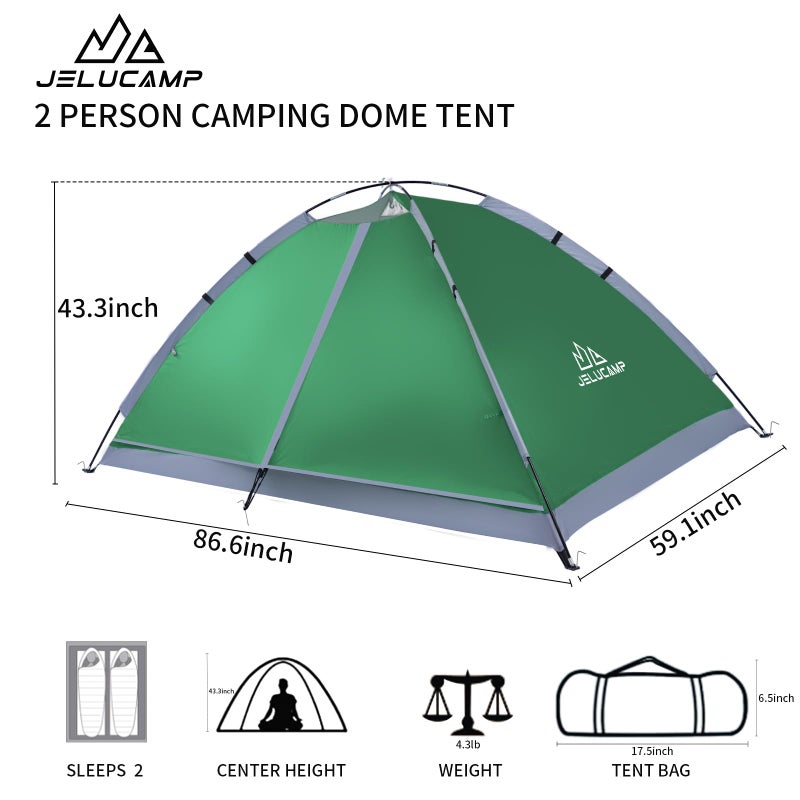 JELUCAMP 1/2 Person Dome Tents for Camping, Lightweight Portable Single Backpacking Tent, Small Easy Setup Outdoor Waterproof Camping Hiking Tent for Adults, 2 Person Tent, Navy - Image 2