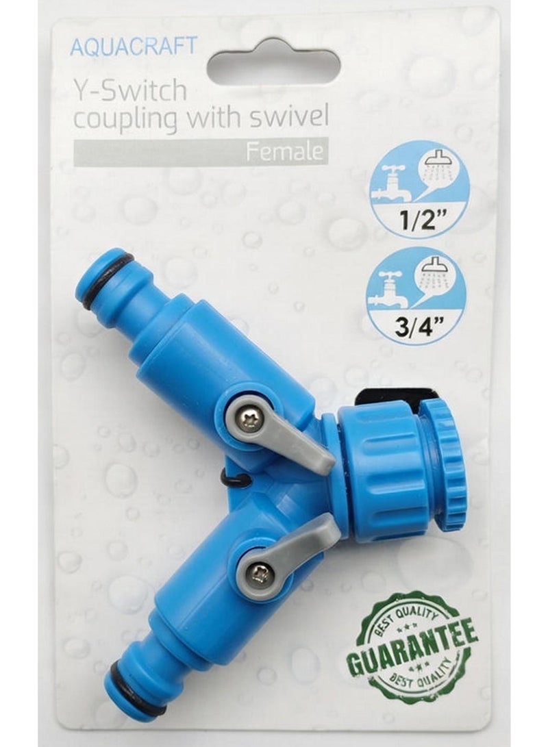 AQUA CRAFT Plastic Valve Y Switch Coupling With Swivel Adapted To Tap Of Garden Female - Image 1