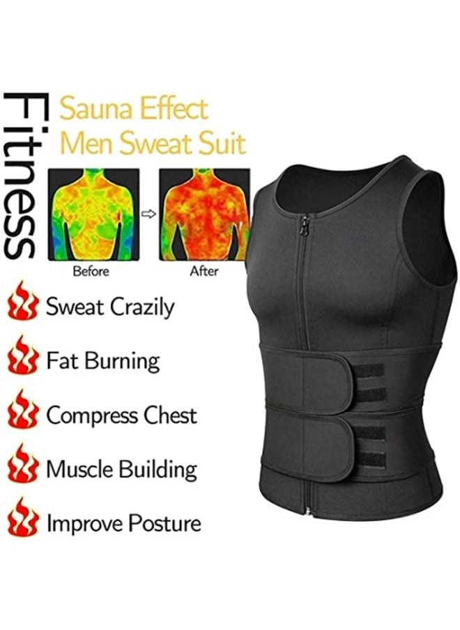 Soofam - Slimming Body Shaper Vest Sauna Suit Neoprene Waist Trainer Workout Trimmer Belt for Men - Image 1