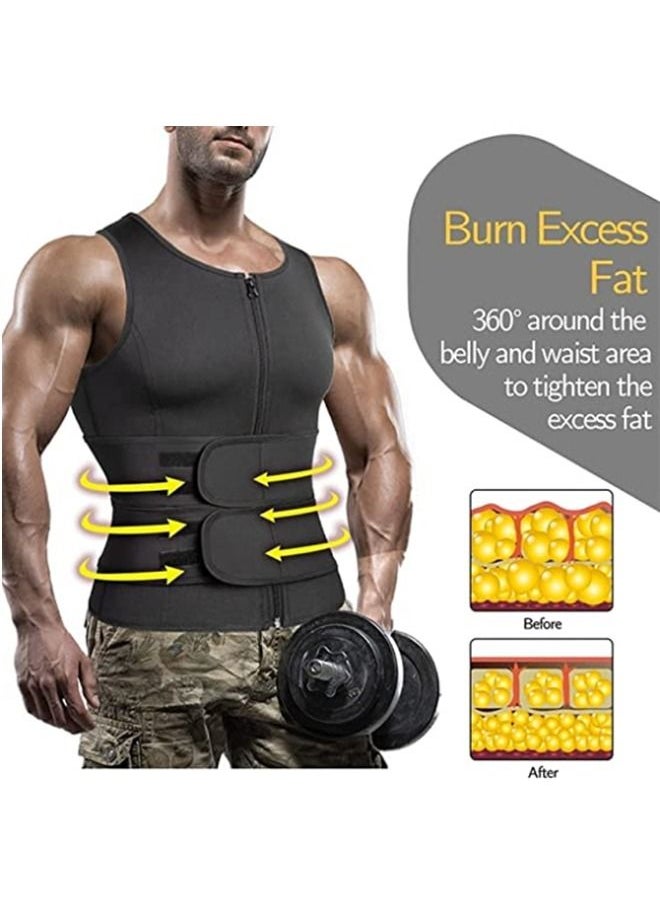 Soofam - Slimming Body Shaper Vest Sauna Suit Neoprene Waist Trainer Workout Trimmer Belt for Men - Image 1