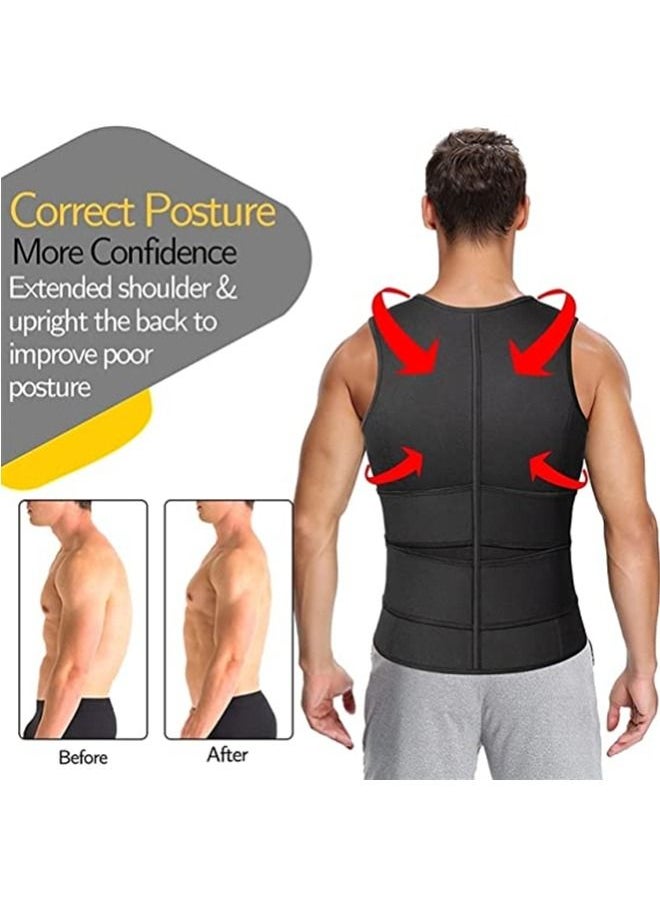 Soofam - Slimming Body Shaper Vest Sauna Suit Neoprene Waist Trainer Workout Trimmer Belt for Men - Image 1
