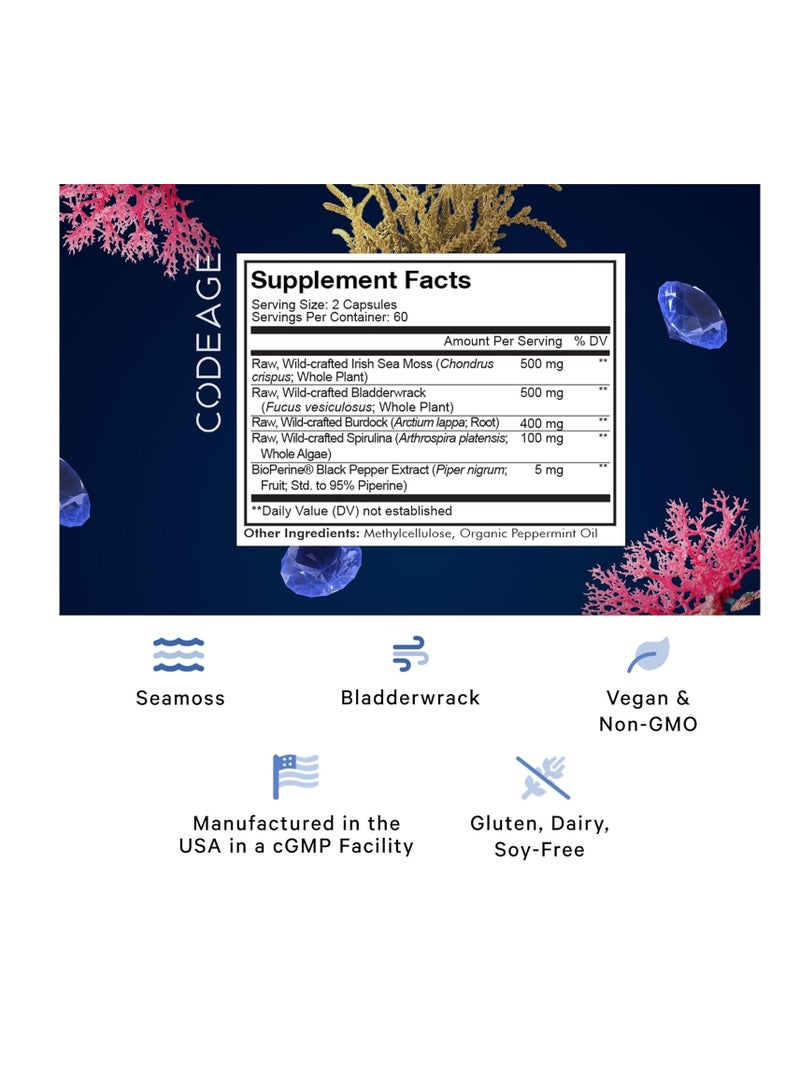 Codeage Sea Moss WildCrafted 120 Capsules - Image 2