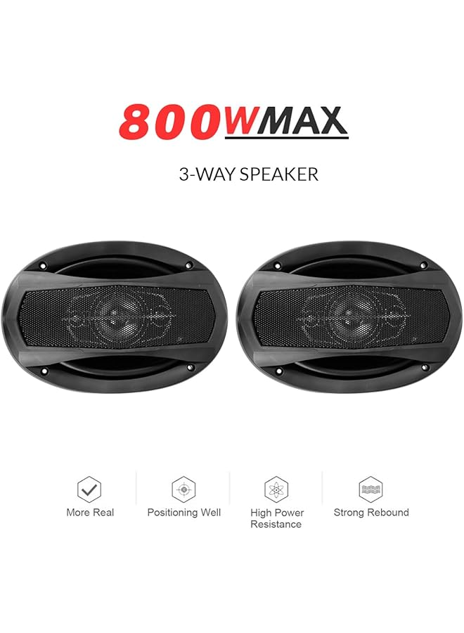 Generic Car Speaker Dual Cone Audio System | Peak Power | Universal Fit | High-Performance Sound | Easy Installation | Durable Design | Coaxial Flush Mount Music Speaker 2 Pcs- Black (T6995)  - Image 5