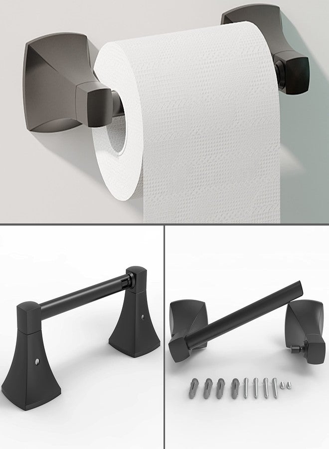 WZRUA Bathroom Hardware Set 2 Pieces Toilet Paper Holder and Towel Ring Wall Mounted Stainless Steel and Zinc Alloy Matte Black - Image 4
