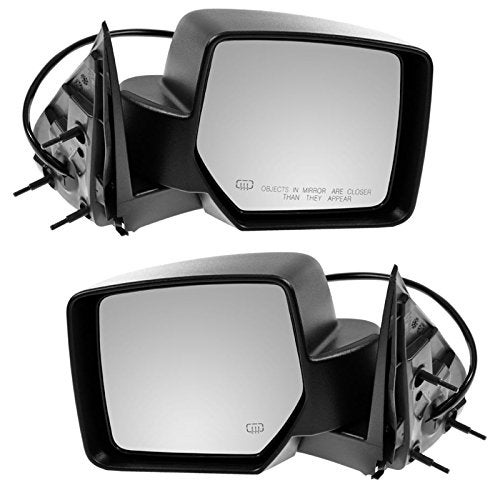 TRQ 2 Piece Driver and Passenger Side Mirror Assembly Set Electric Adjustment Heated No Memory Textured Compatible with 2008-2012 Jeep Liberty CH1320287 CH1321287 - Image 1