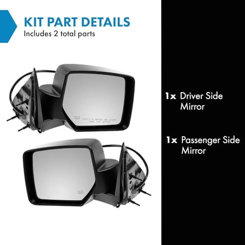 TRQ 2 Piece Driver and Passenger Side Mirror Assembly Set Electric Adjustment Heated No Memory Textured Compatible with 2008-2012 Jeep Liberty CH1320287 CH1321287 - Image 2