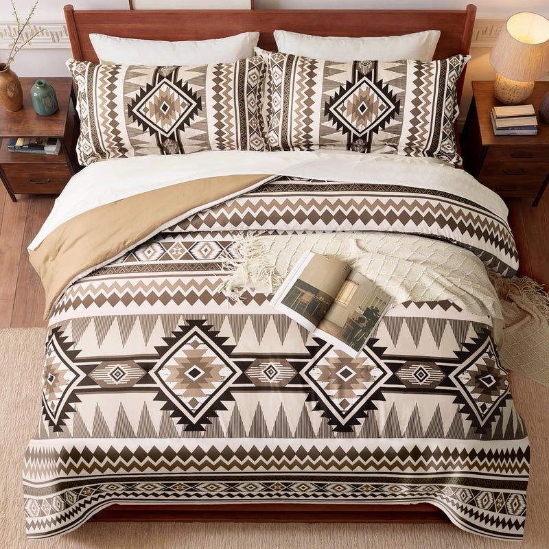 Tyrot Brown King Size Comforter Set â€“ 3 Piece Boho Aztec Western Bedding Sets, Soft Lightweight Comforter for All Seasons, Southwestern Style, 1 Comforter & 2 Pillow Shams - Image 2