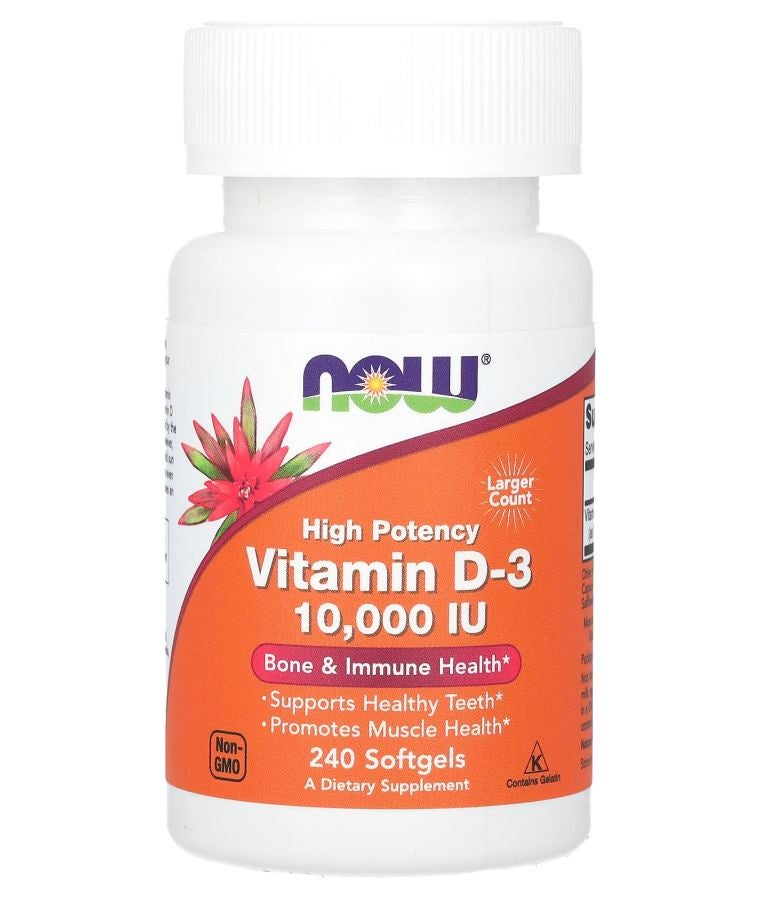 now Vitamin D-3 High Potency 10000 IU 240 Softgels