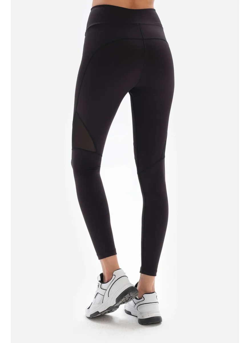 dagi Black Women's Long Tights Mesh Detail
