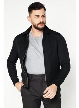 THE KOOPLES Men Long Sleeve Textured Full Zipper Motorcycle Jackets, Black  - Image 1