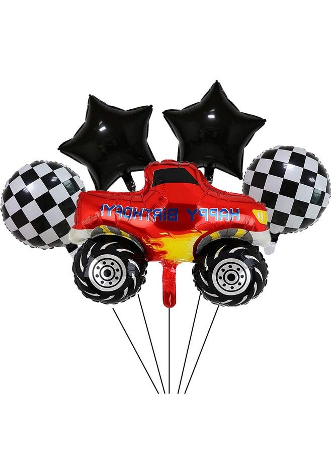 اي ال واي - مورد بالونات حفلات Monster Truck، 5 قطع من بالونات Monster Truck من رقائق معدنية لحفلات أعياد الميلاد وحفلات استقبال المولود وحفلات السيارات - Image 1