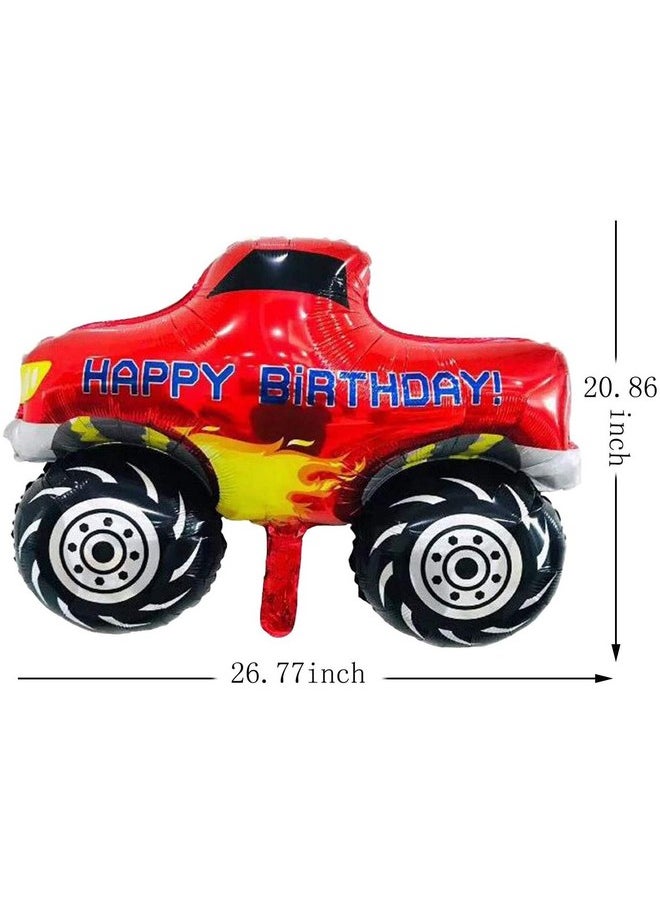 اي ال واي - مورد بالونات حفلات Monster Truck، 5 قطع من بالونات Monster Truck من رقائق معدنية لحفلات أعياد الميلاد وحفلات استقبال المولود وحفلات السيارات - Image 1