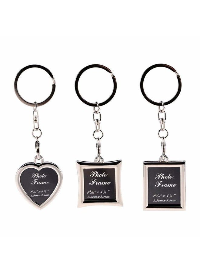 Linble Mini Photo Keychain Set - 3PCs Small Blank Picture Frame Stainless Steel Personalized Key Rings Love Souvenir Pictures Holder Detachable Key Chains Sterling Elegant Personal DIY Photos Keyring Pack - Image 1