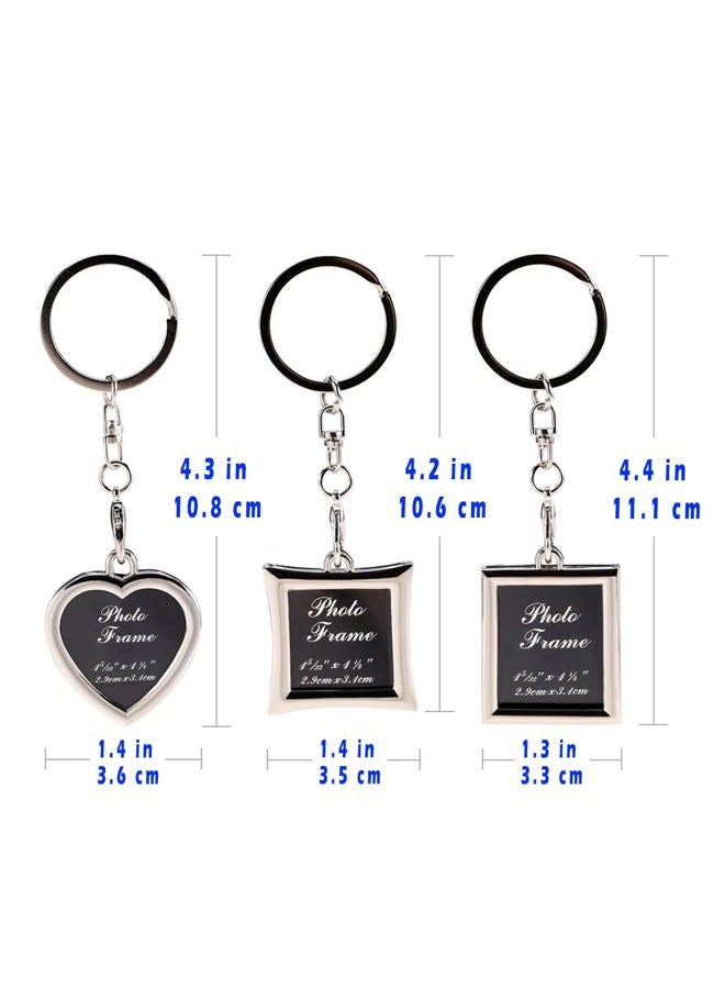 Linble Mini Photo Keychain Set - 3PCs Small Blank Picture Frame Stainless Steel Personalized Key Rings Love Souvenir Pictures Holder Detachable Key Chains Sterling Elegant Personal DIY Photos Keyring Pack - Image 4