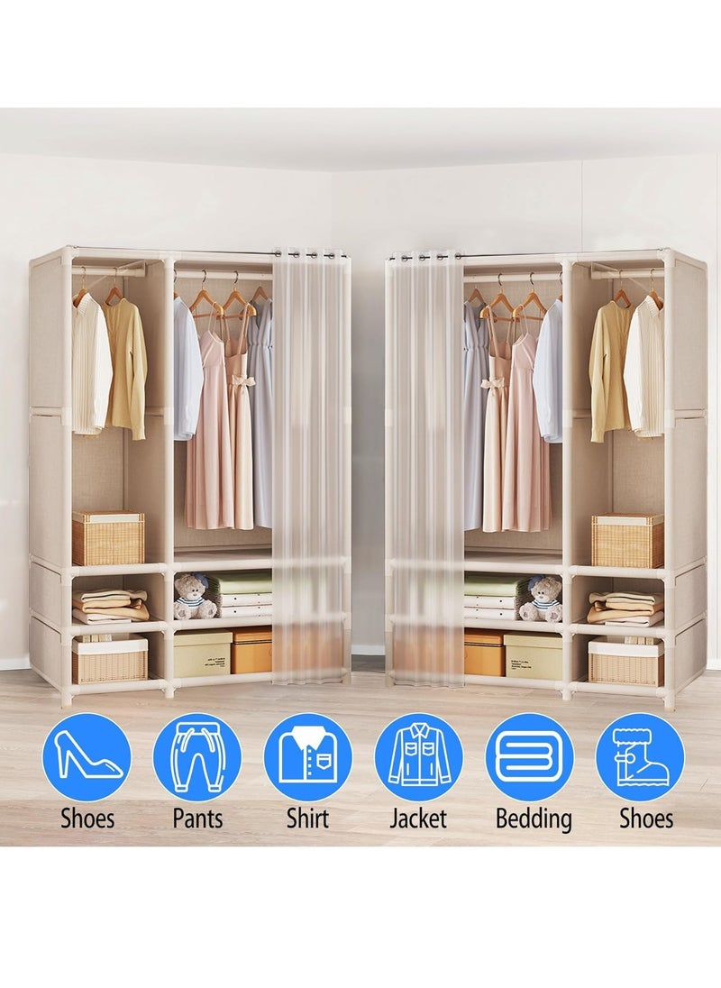 0TO1 TECH Wardrobe, Portable Wardrobe Storage Closet, Clothes Storage Cabinet with Curtain, Closet for Hanging Clothes, for Living Room, Bedroom, Clothes Room  - Image 2