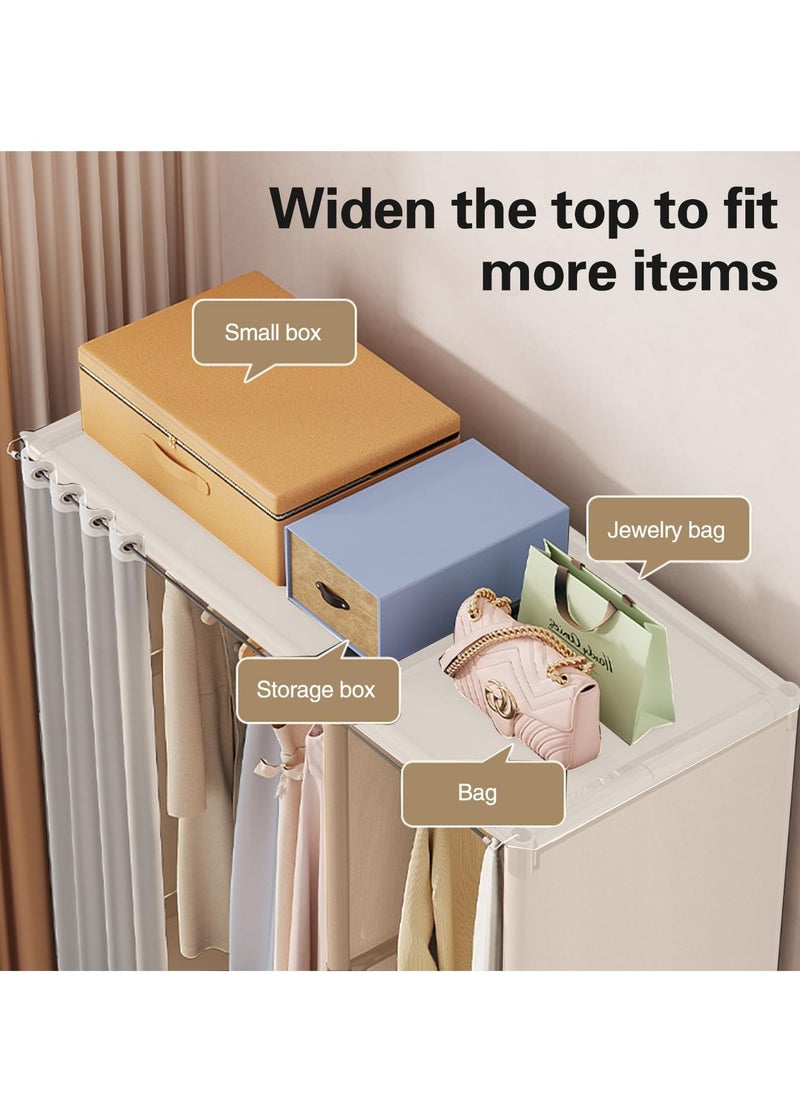 Wardrobe, Portable Wardrobe Storage Closet, Clothes Storage Cabinet with Curtain, Closet for Hanging Clothes, for Living Room, Bedroom, Clothes Room