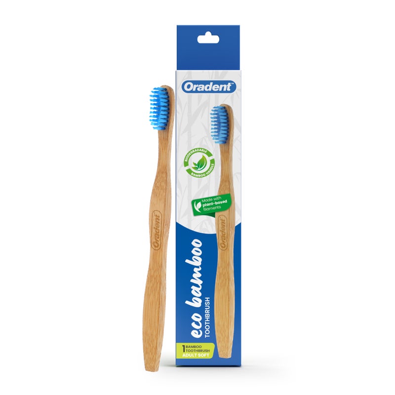 Oradent Eco Adult Bamboo Toothbrush Soft Blue 1s