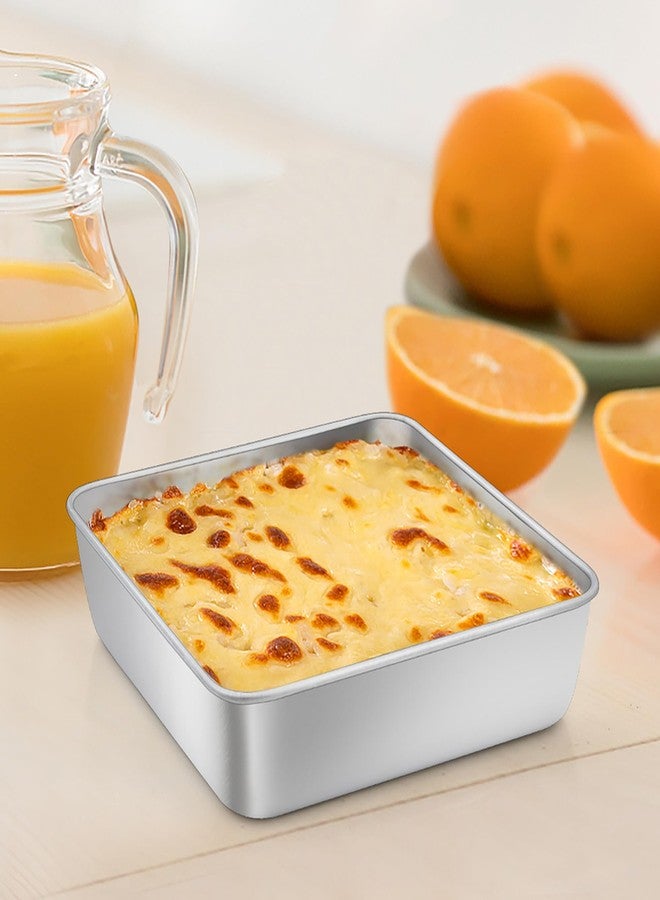 TeamFar 6 Inch Square Cake Pan, Stainless Steel Square Baking Pan for Lasagna Cake Brownie, Healthy & Heavy Duty, Dishwasher Safe & Easy Clean, Brushed Surface & Smooth Edge, Set of 2 - Image 5