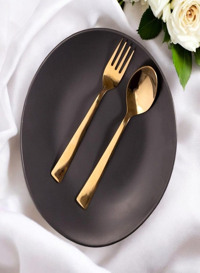 VishList 12 Pieces Stainless Steel Golden Spoon & Fork Set, 16 cm Each, Premium Cutlery Set for Home & Kitchen, PVD Gold Flatware, Elegant Dining (6 Dinner Spoons & 6 Dinner Forks - Image 4