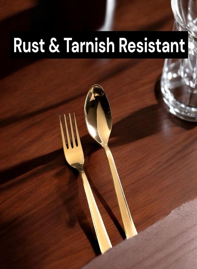 VishList 12 Pieces Stainless Steel Golden Spoon & Fork Set, 16 cm Each, Premium Cutlery Set for Home & Kitchen, PVD Gold Flatware, Elegant Dining (6 Dinner Spoons & 6 Dinner Forks - Image 5