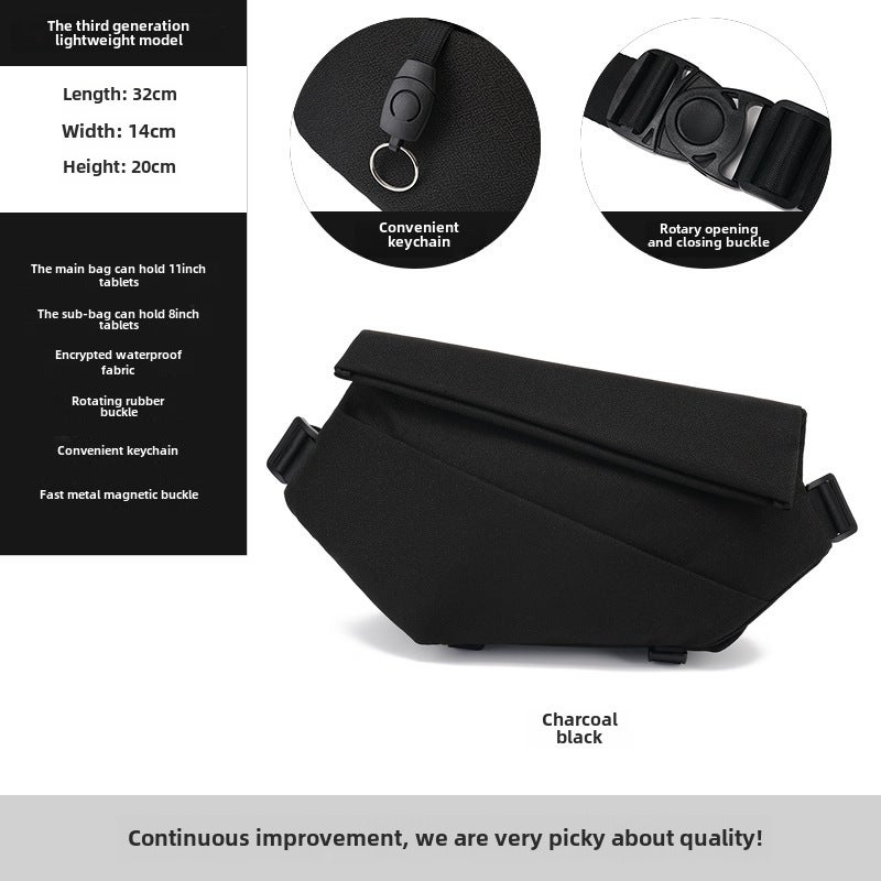 Cross-border Trendy Brand Crossbody Bag Mens Multifunctional Sports Fitness Chest Bag Large Capacity Student Shoulder Bag Functional Shoulder Bag Charcoal-[Light Version]-Buckle Charcoal-[Light Version]-Buckle