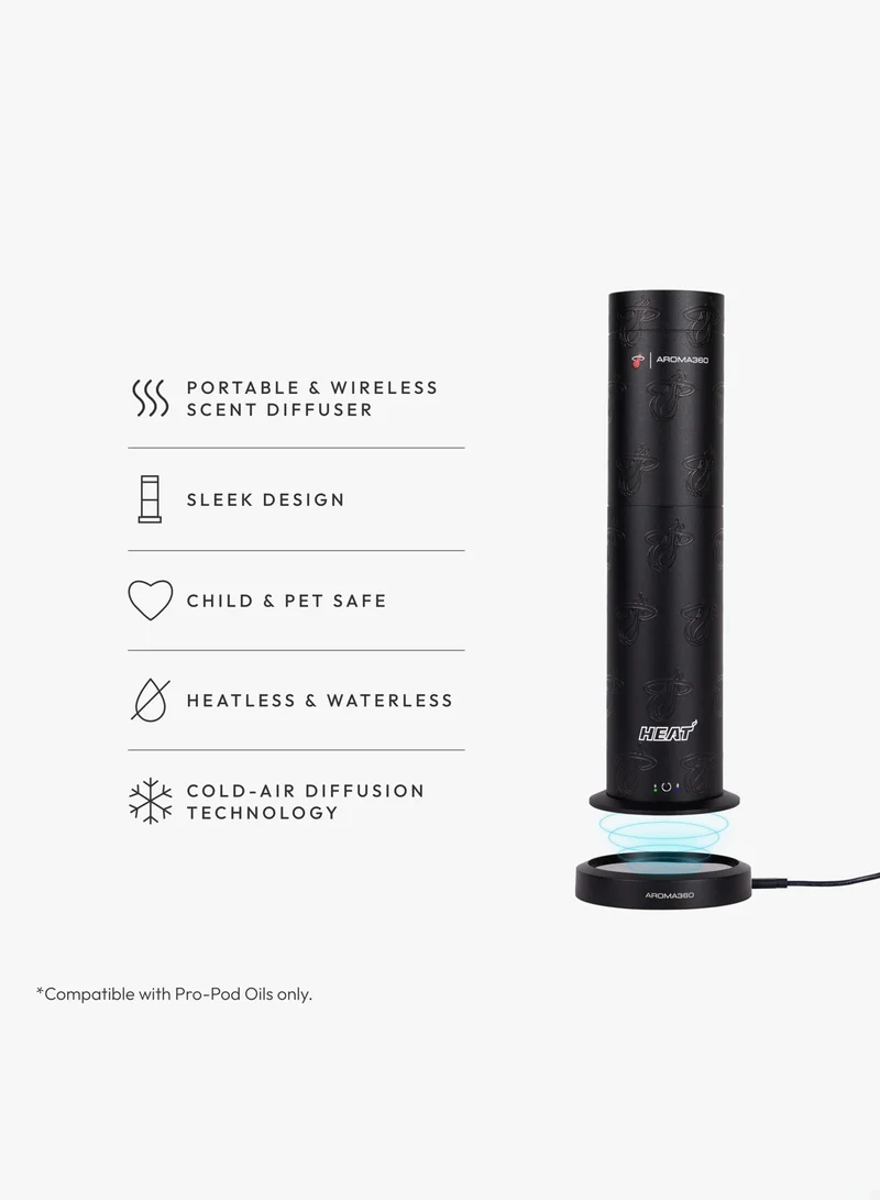 AROMA360 x NBA - Miami Heat Wireless Pro Diffuser for Essential Oils - Cold-Air Diffusion - 600 sq.ft. Coverage - Waterless Air Diffuser for Home, Office and Business