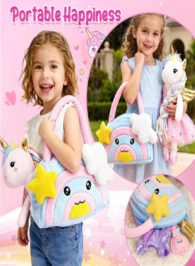 Toylink Unicorn Toys for Girls Age 4-6 Ballerina Doll, Princess Stuffed Animals with Plush Bag & 3 Set Clothes, Christmas Birthday Gifts for 3 4 5 6 7 8 Year Old Girls Toddler Toys Stocking Stuffers - Image 4