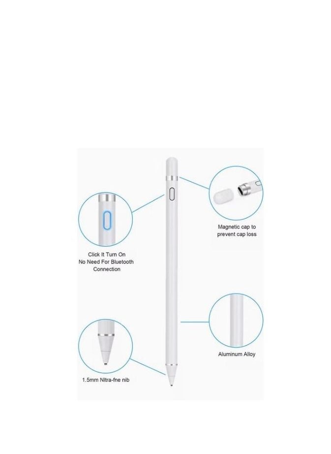 REBENUO Capacitive Digital Stylus Pen For iPad 9th Generation White  - Image 2
