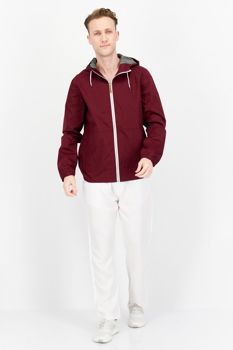Trespass Men Hooded Plain Windbreaker Jacket, Maroon - Image 3