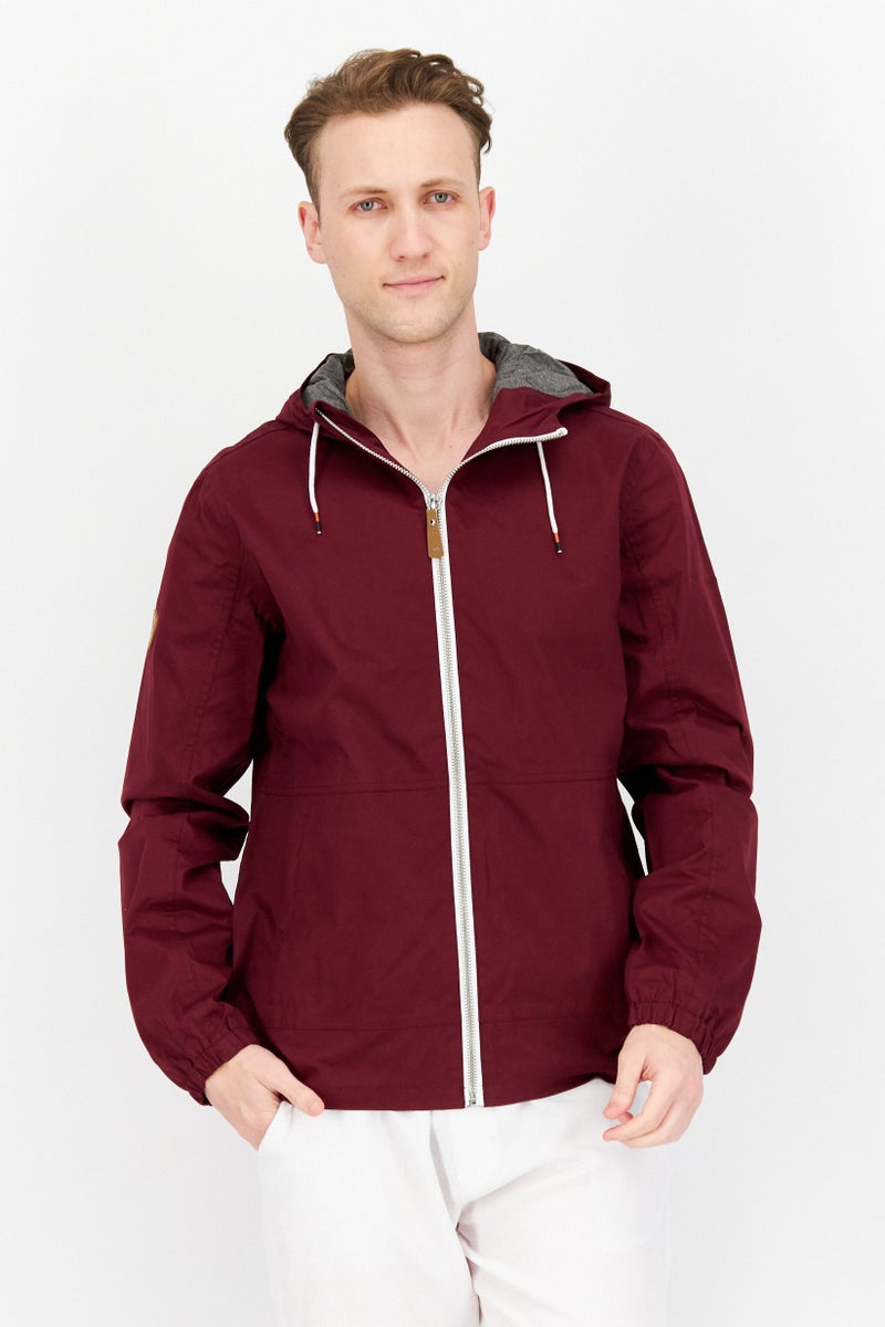 Trespass Men Hooded Plain Windbreaker Jacket, Maroon - Image 1