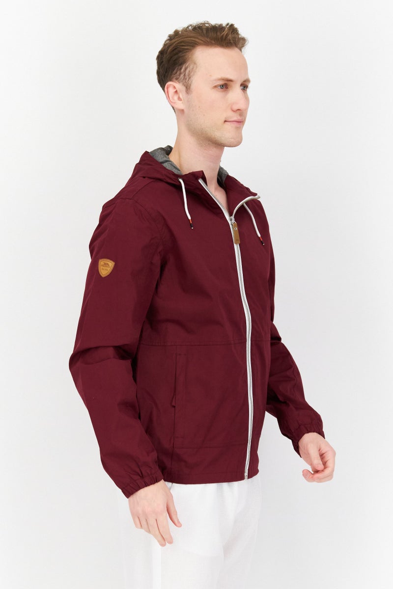 Trespass Men Hooded Plain Windbreaker Jacket, Maroon - Image 4