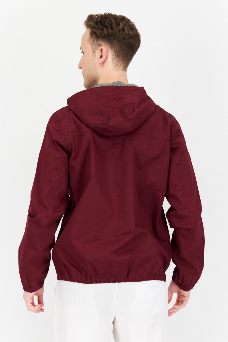 Trespass Men Hooded Plain Windbreaker Jacket, Maroon - Image 2