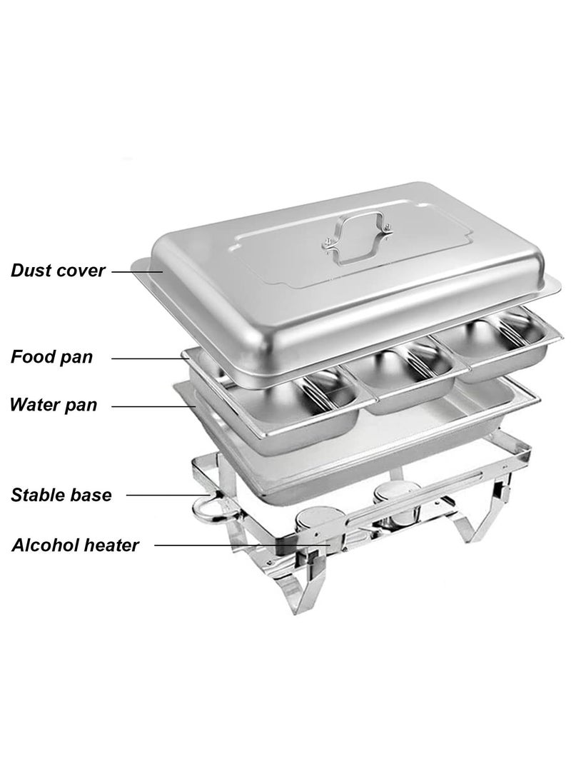 XiuWoo Chafing Dish Buffet Set with Lids 304 Stainless Steel Dining Stove with Split Lid Heating Strong and Durables Catering Food Warmers for Catering Parties  - Image 4