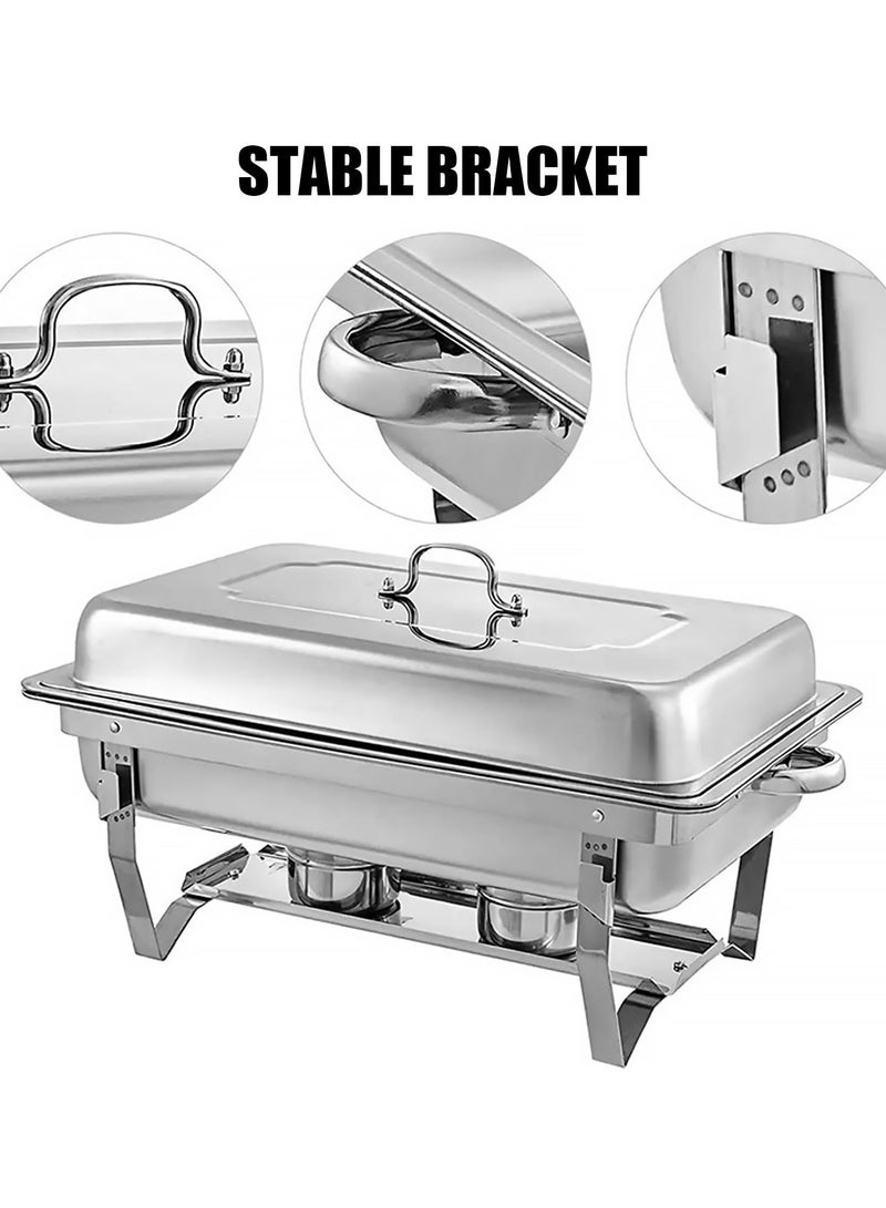XiuWoo Chafing Dish Buffet Set with Lids 304 Stainless Steel Dining Stove with Split Lid Heating Strong and Durables Catering Food Warmers for Catering Parties  - Image 5