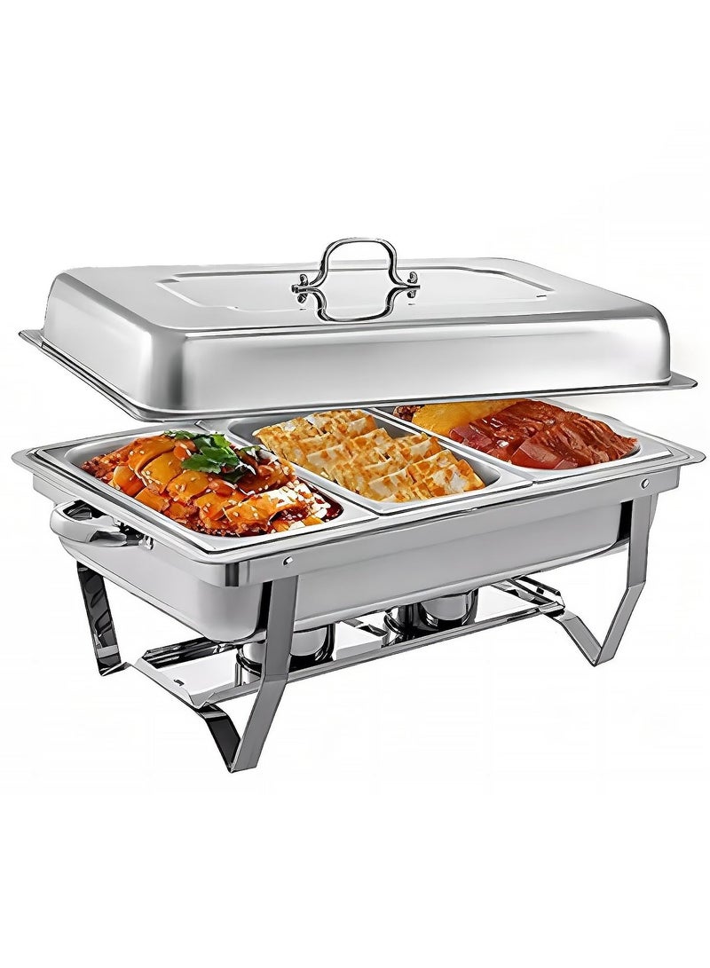 XiuWoo Chafing Dish Buffet Set with Lids 304 Stainless Steel Dining Stove with Split Lid Heating Strong and Durables Catering Food Warmers for Catering Parties  - Image 1