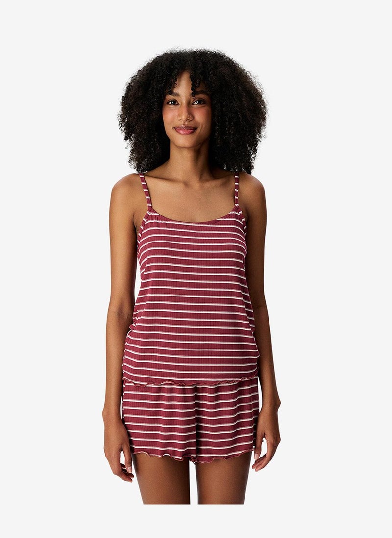 Penti Women Sisterhood Maroon Sleeveless Shorts Bordeaux Set - Image 1