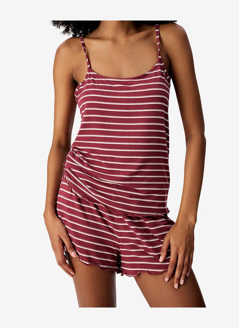 Penti Women Sisterhood Maroon Sleeveless Shorts Bordeaux Set - Image 3