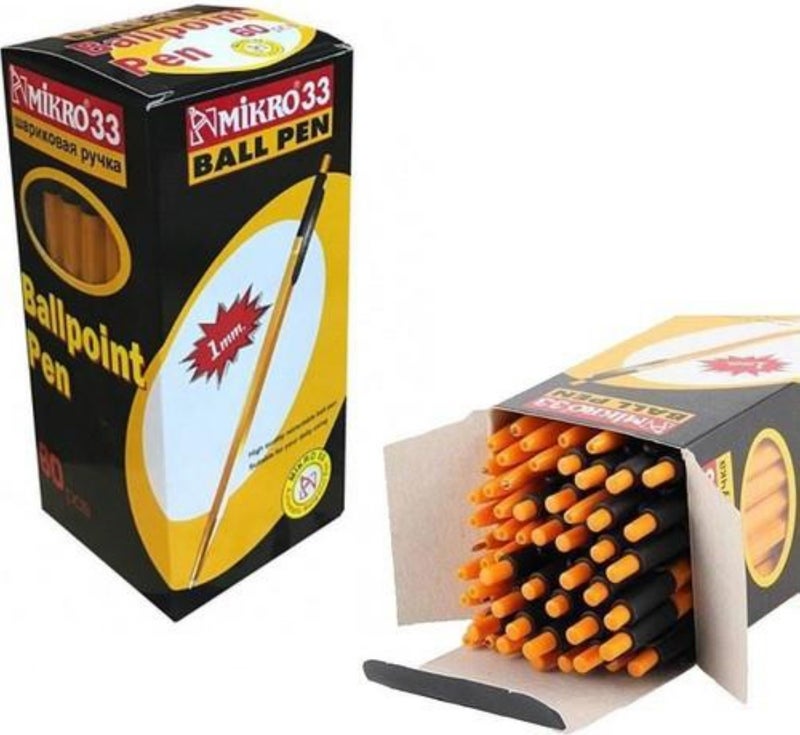 Mikro Micro 60 Pieces Push-On Ballpoint Pen Coffee Maker Pen Black M-33 - Image 2
