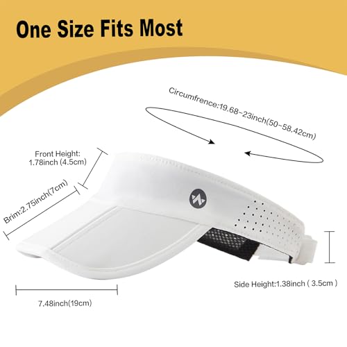 WANDER Sports Sun Visor Hats Adjustable Running Golf Tennis Mesh Folding Cap for Women Men(White) - Image 3