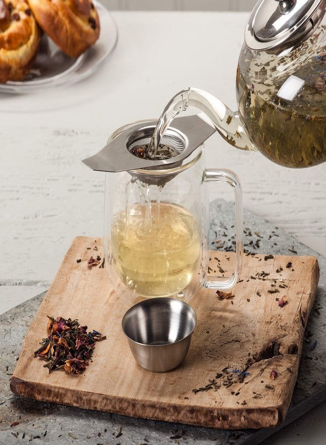 Kilo Stainless Steel Double Arm Strainer with Drip Collector for Loose Leaf Teas - Image 2