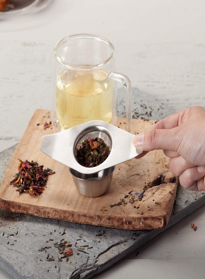 Kilo Stainless Steel Double Arm Strainer with Drip Collector for Loose Leaf Teas - Image 3