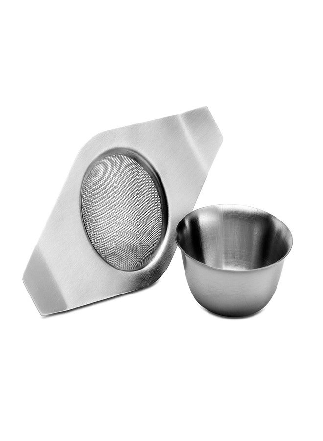 Kilo Stainless Steel Double Arm Strainer with Drip Collector for Loose Leaf Teas - Image 1