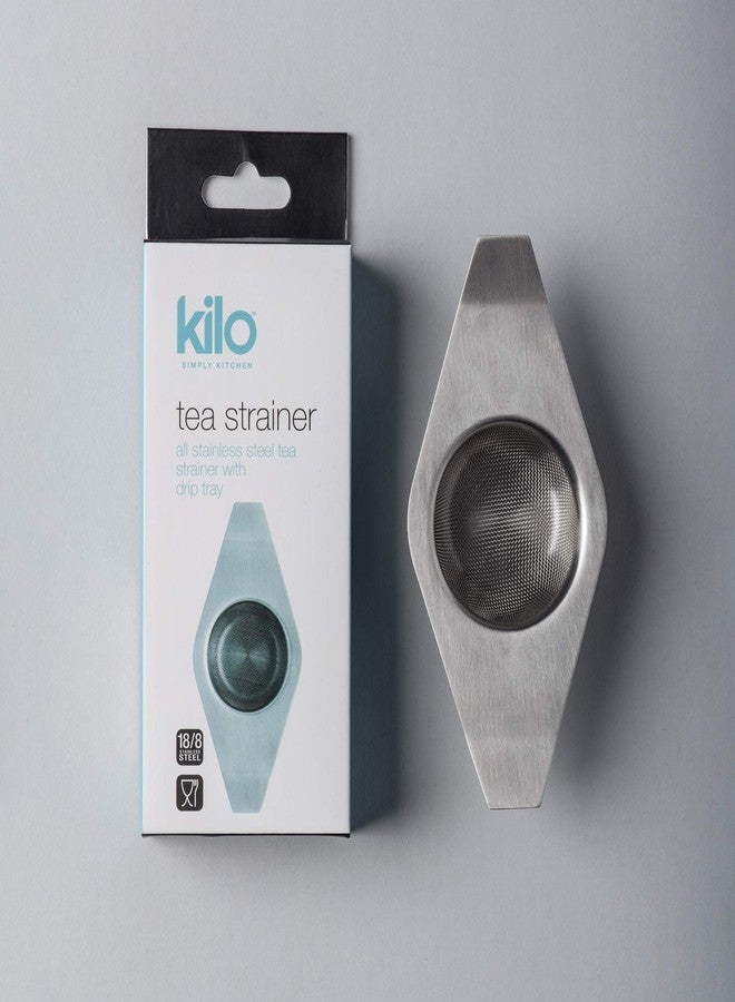 Kilo Stainless Steel Double Arm Strainer with Drip Collector for Loose Leaf Teas - Image 4