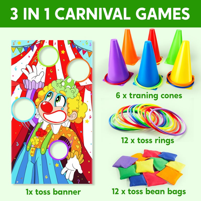 JOYIN 31PCS 3 in 1 Carnival Games, Easter Ring Toss Yard Set, Bean Bags, Cones - Outdoor Toys for Toddlers & Kids, Children's Indoor Play, Family Fun, Kids Party Cornhole Set, Lawn Games - Image 2