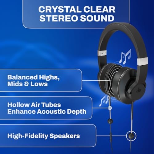 DefenderShield Over-Ear Air Tube Headphones E M F Free – Wired Design for Reduced Wireless Signal Contact – Built-in Mic & Audio Controls – Foldable Airtube Headphones E M F Free with Travel Case - Image 4