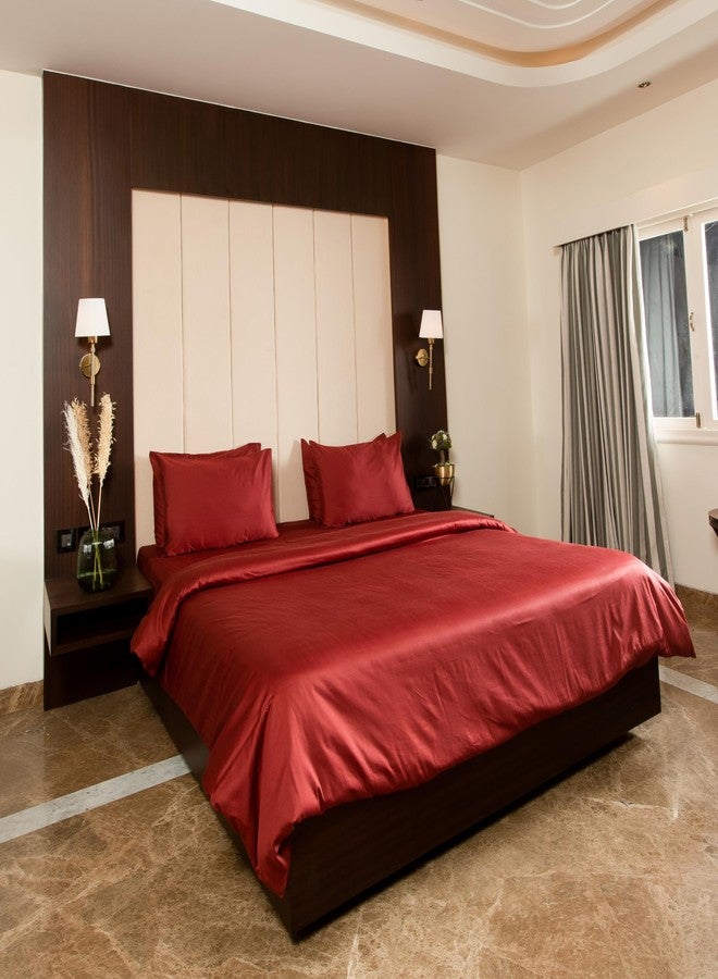 Oyvu Luxury Bedsheet | King Size | 500 Thread Count | 100% Cotton | Red Pear Color | Premium Solid Design | 1 Flat Bedsheet, 2 Pillow Covers | Size-King Flat Sheet Set, 108”x108”inch - Image 1